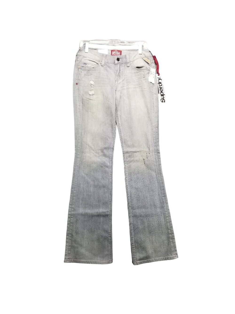 Superdry Jeans Womens 28x34 Tall Gray Rider Stretch Bootcut Denim *NWT*